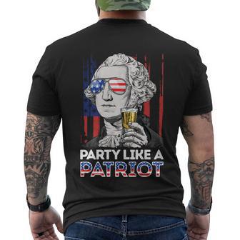 George Washington 4Th Of July Party Like A Patriot Men's Crewneck Short Sleeve Back Print T-shirt - Monsterry DE