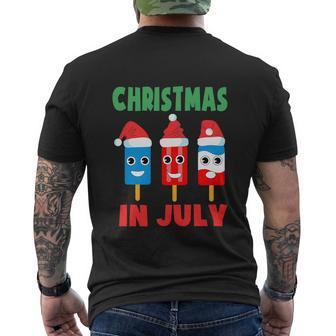 Gift For Christmas In July Ice Pops In Santa Hat Men's Crewneck Short Sleeve Back Print T-shirt - Monsterry