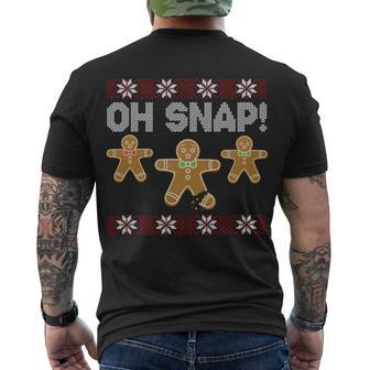 Gingerbread Oh Snap Ugly Christmas Sweater Men's Crewneck Short Sleeve Back Print T-shirt - Monsterry AU