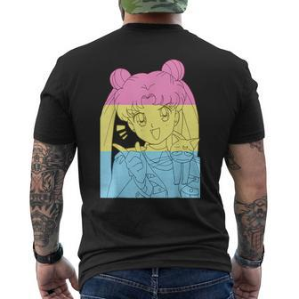 Girl Anime Pansexual Pride Pansexual Flag Lgbt Month Men's T-shirt Back Print - Thegiftio UK