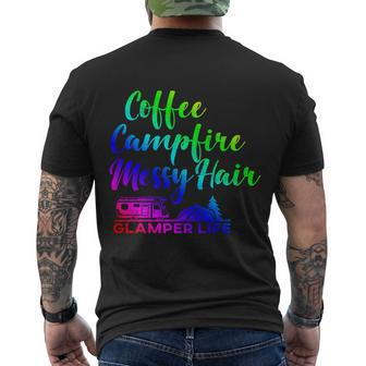 Glamper Rv Coffee Campfire Messy Hair Glamping Men's T-shirt Back Print - Thegiftio UK