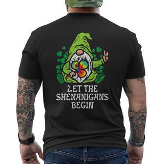 Gnome Tie Dye Shamrock Let Shenanigans Begin St Patricks Day Men's T-shirt Back Print - Thegiftio UK