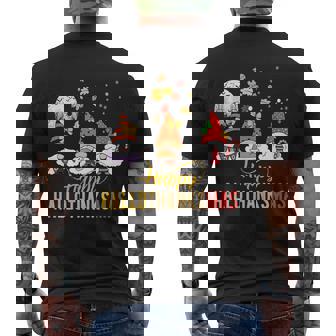 Gnomes Halloween Christmas Thanksgiving Happy Hallothanksmas Men's T-shirt Back Print - Thegiftio UK