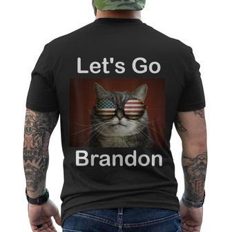 Lets Go Brandon Cat American Flag Men's T-shirt Back Print - Thegiftio UK