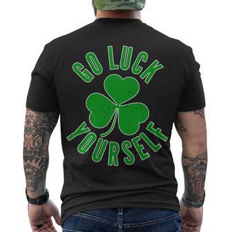 Go Luck Yourself Irish Clover Tshirt Men's Crewneck Short Sleeve Back Print T-shirt - Monsterry DE