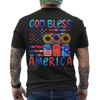 God Bless America For Women Patriotic 4Th Of July Sunflower Men's T-shirt Back Print - Seseable