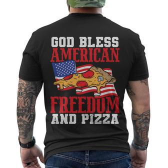 God Bless American Freedom And Pizza Plus Size Shirt For Men Women And Family Men's Crewneck Short Sleeve Back Print T-shirt - Monsterry