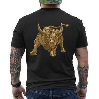Gold Bitcoin Bull Men's Crewneck Short Sleeve Back Print T-shirt - Monsterry DE