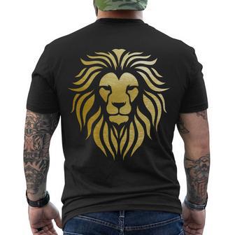 Golden King Lion Tshirt Men's Crewneck Short Sleeve Back Print T-shirt - Monsterry AU