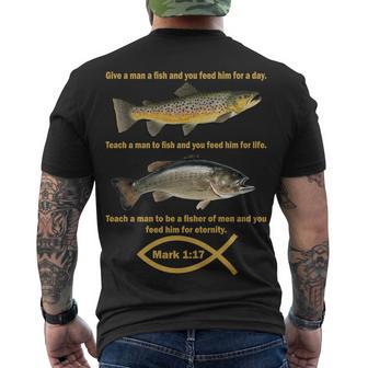 Gone Fishing Christian Quote Mark Men's Crewneck Short Sleeve Back Print T-shirt - Monsterry AU