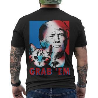 Grab Em Cat Funny Pro Trump Tshirt Men's Crewneck Short Sleeve Back Print T-shirt - Monsterry