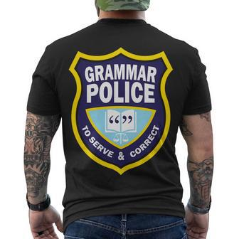 Grammar Police Badge Tshirt Men's Crewneck Short Sleeve Back Print T-shirt - Monsterry UK