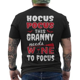Granny Hocus Pocus Wine Halloween Men's T-shirt Back Print - Seseable