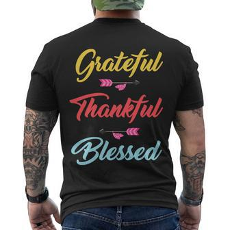 Grateful Thankful Blessed Tshirt Men's Crewneck Short Sleeve Back Print T-shirt - Monsterry