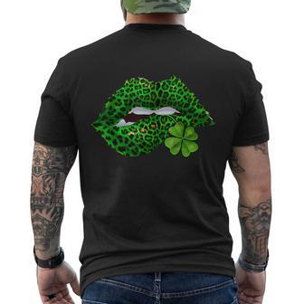 Green Lips Sexy Irish Leopard Shamrock St Patricks Day Men's T-shirt Back Print - Thegiftio UK