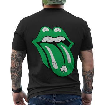 Green Lips Tongue Irish Shamrock St Patricks Day Gift Men's Crewneck Short Sleeve Back Print T-shirt - Monsterry CA