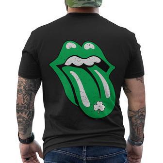 Green Lips Tongue Irish Shamrock St Patricks Day Gift Tshirt Men's Crewneck Short Sleeve Back Print T-shirt - Monsterry AU