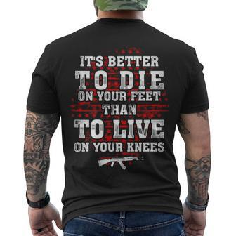 Gun Control Better To Die On Your Feet Men's Crewneck Short Sleeve Back Print T-shirt - Monsterry UK