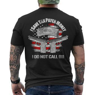 Gun Control I Save Tax Men's Crewneck Short Sleeve Back Print T-shirt - Monsterry