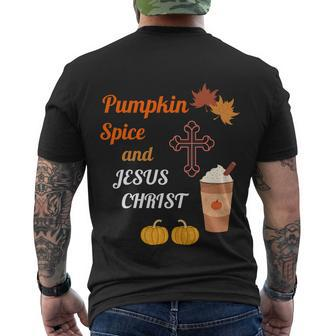 Halloween Cute Pumpkin Spice And Jesus Christ Fall Men's T-shirt Back Print - Thegiftio UK