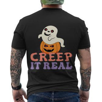 Halloween Day Creep It Real Ghost Pumpkin Retro Halloween Men's T-shirt Back Print - Thegiftio UK