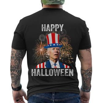 Halloween Funny Happy 4Th Of July Anti Joe Biden Happy Halloween Men's Crewneck Short Sleeve Back Print T-shirt - Monsterry