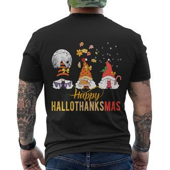 Halloween Gnomes Halloween Christmas Thanksgiving Happy Hallothanksmas Men's T-shirt Back Print - Thegiftio UK