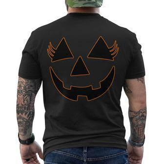 Halloween Jack-O-Lantern With Lashes Tshirt Men's Crewneck Short Sleeve Back Print T-shirt - Monsterry