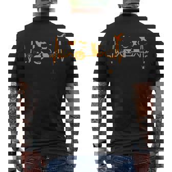Halloween Lovers Heartbeat Pumpkin Black Cat - Halloween Men's T-shirt Back Print - Seseable