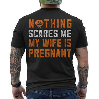 Mens Halloween Pregnancy Announcement For Husband Nothing Scares Men's T-shirt Back Print - Seseable