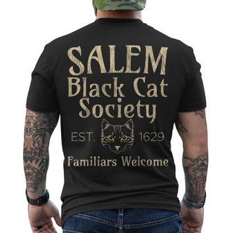 Halloween Salem Black Cat Society Familiars Welcome Men's T-shirt Back Print - Seseable