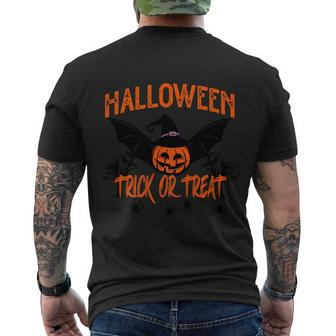 Halloween Trick Or Treat Bat Pumpkin Halloween Quote Men's T-shirt Back Print - Thegiftio UK