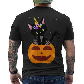 Halloween Unicorn Cat Black Pumpkin Scary Costume Girls Kids Men's T-shirt Back Print - Seseable