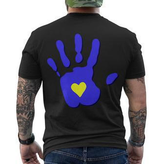 Hand Heart Down Syndrome Awareness Men's Crewneck Short Sleeve Back Print T-shirt - Monsterry DE