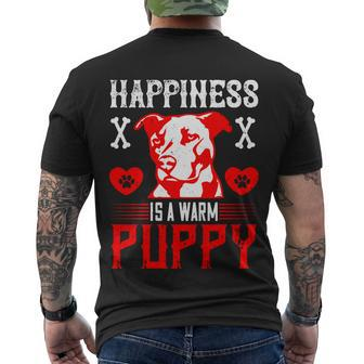 Happiness Is A Warm Puppy Cute Dog Pitbull Dad Men's T-shirt Back Print - Thegiftio UK