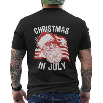 Happy Christmas In July Retro Hipster Santa 4Th Of July Men's Crewneck Short Sleeve Back Print T-shirt - Monsterry