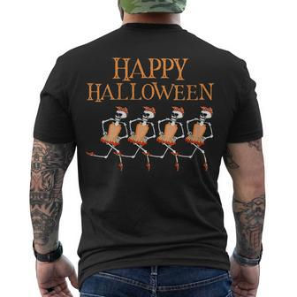Womens Happy Costumes Halloween Skeleton Dancing Ballet Men's T-shirt Back Print - Seseable