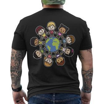Happy Earth Day Children Around The World Men's Crewneck Short Sleeve Back Print T-shirt - Monsterry