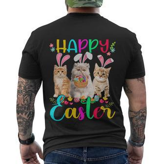 Happy Easter Three Cat Wearing Bunny Funny Gift Ear Bunny Cat Lover Gift Men's Crewneck Short Sleeve Back Print T-shirt - Monsterry