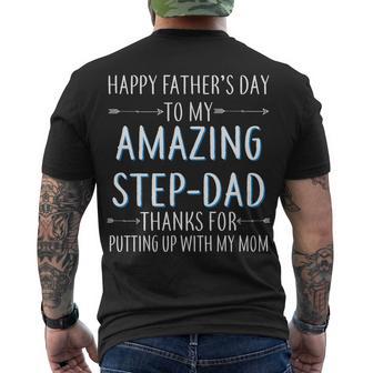 Happy Fathers Day To My Amazing Stepdad Men's Crewneck Short Sleeve Back Print T-shirt - Monsterry DE