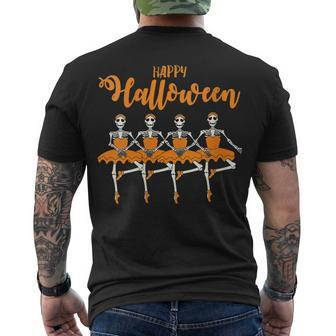 Happy Halloween Dancing Ballet Skeleton Ballerina Idea Men's T-shirt Back Print - Seseable
