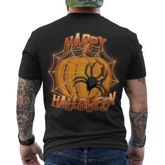 Happy Halloween Spiderweb Pumpkin Men's Crewneck Short Sleeve Back Print T-shirt - Monsterry CA