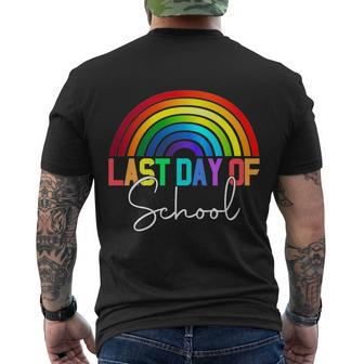 Happy Last Day Of School Teacher Student Graduation Rainbow Gift Men's Crewneck Short Sleeve Back Print T-shirt - Monsterry