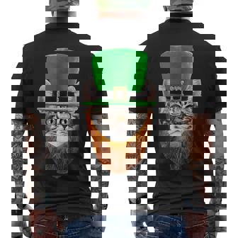 Happy St Catricks Day Funny Cat Ginger Beard St Patricks Day Tshirt Men's Crewneck Short Sleeve Back Print T-shirt - Monsterry