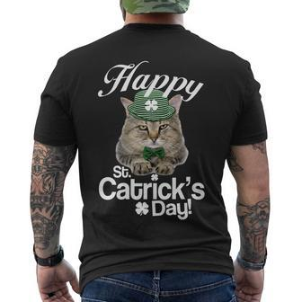 Happy St Catricks Day Irish Cat Tshirt Men's Crewneck Short Sleeve Back Print T-shirt - Monsterry AU