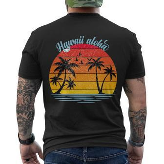 Hawaii Aloha Retro Sunset Beach Men's Crewneck Short Sleeve Back Print T-shirt - Monsterry AU