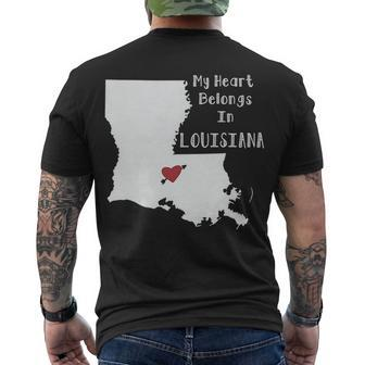 My Heart Belongs In Louisiana Men's T-shirt Back Print - Thegiftio UK