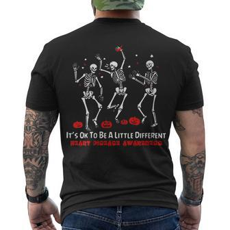Heart Disease Awareness Dancing Skeleton Happy Halloween Men's T-shirt Back Print - Seseable