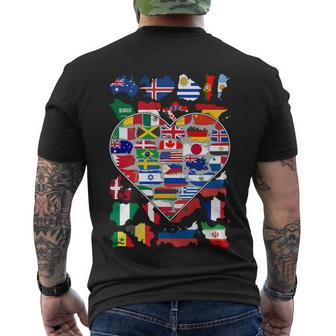 Heart Flags Of The World Country Travelling Men's T-shirt Back Print - Thegiftio UK