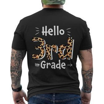 Hello 3Rd Grade Leopard Back To School First Day Of School Men's Crewneck Short Sleeve Back Print T-shirt - Monsterry CA